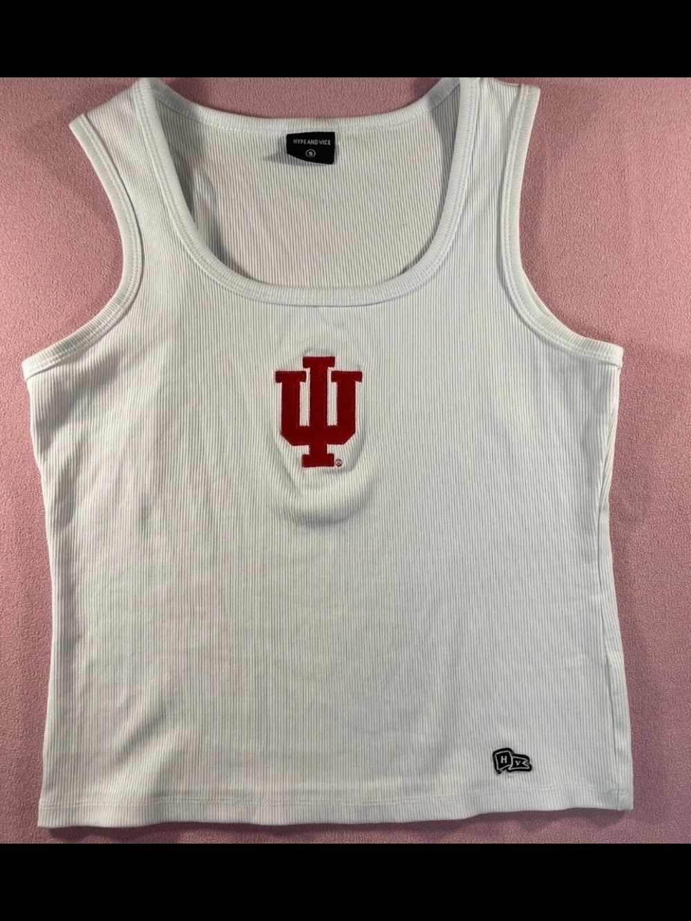 White Ribbed Tank Top Indiana Hoosiers